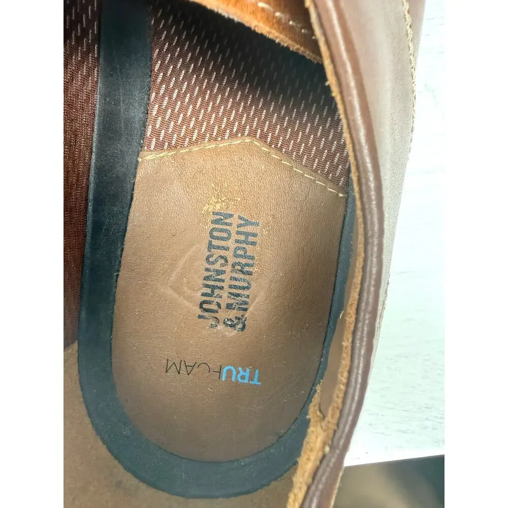 Johnston & Murphy Plain Toe Derby Brown Leather Dress Shoes Men’s 12M EUC